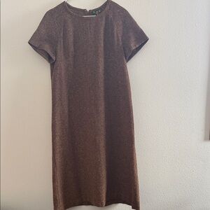 Women's Vintage Heavy Tweed Short-Sleeve Midi Dress